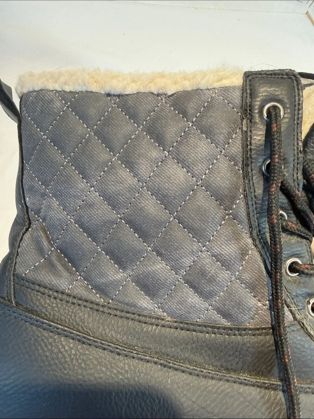 Cushion Walk by Avon  Quilted Lace-Up Winter Boots with Faux Fur Trim